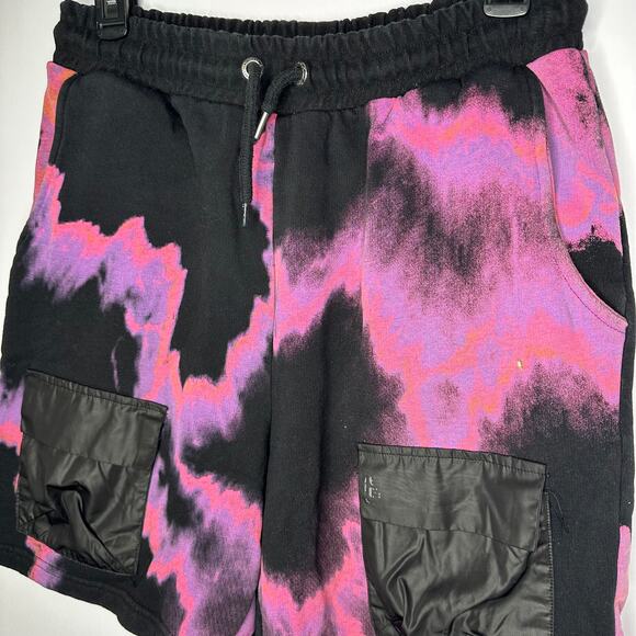 BLOOD BROTHER Black Pink Space Dye Men's Cotton Shorts Medium - Picture 3 of 11
